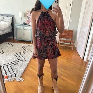 FESTIVAL LOOK Stone Cold Fox red silk romper open back